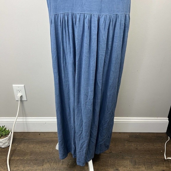 Sellse Blue Linen Oversized Maxi Dress Size S  M Lagenlook Pleated - Picture 14 of 14